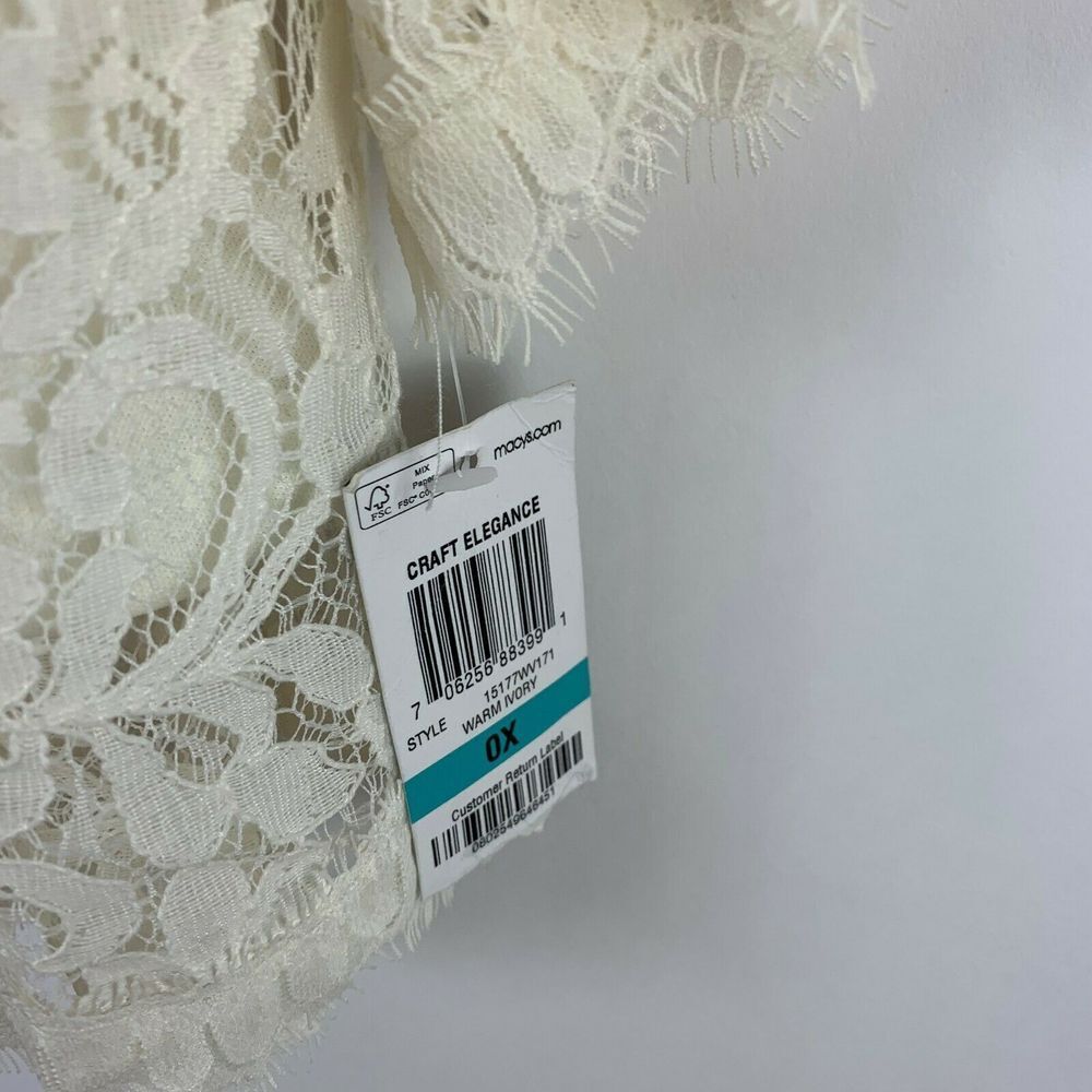 Style & Co Womens Blouse Size 0X Long Sleeve Lace Off White Lined Peasant NWT - Picture 4 of 4